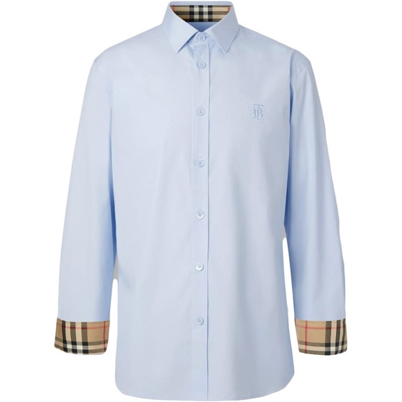 Burberry Tops - Burberry | XXL | Light Blue Button-Up Shirt with Plaid Cuffs